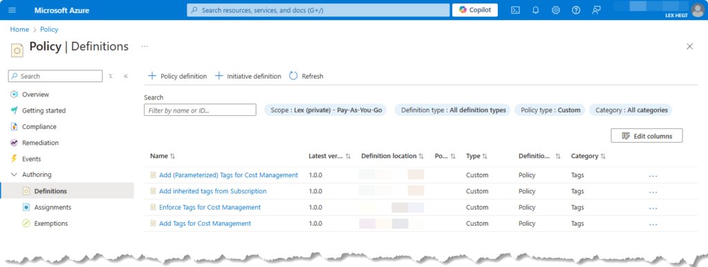 Azure Policy - Custom policies