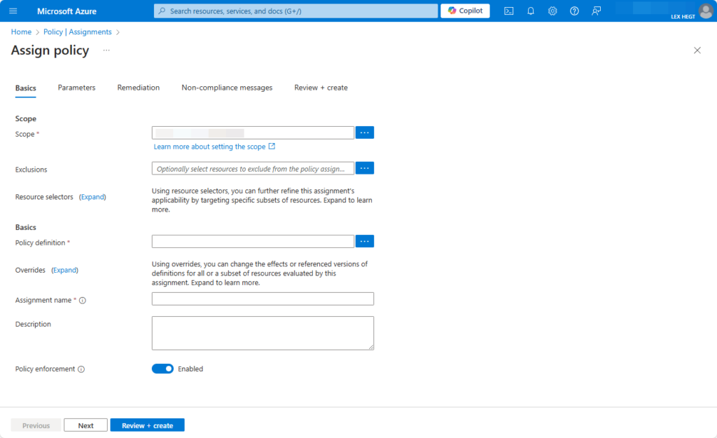 Azure Policy: Create a Policy Assignment