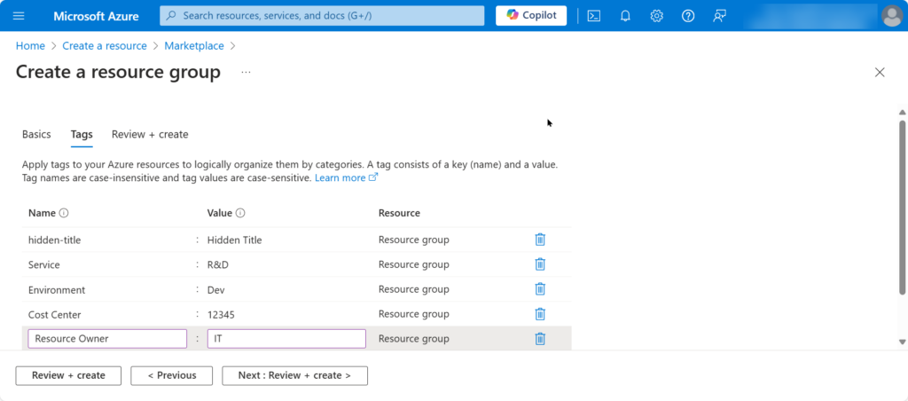 Azure Resource Tagging - Manually add tags to a resource